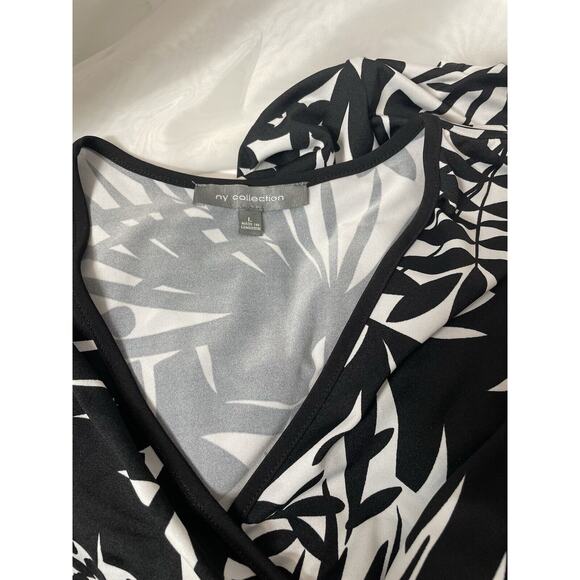 NY Collection Women's Large Dress Floral Black/White Sleeveless Sheath Cocktail - Picture 7 of 7